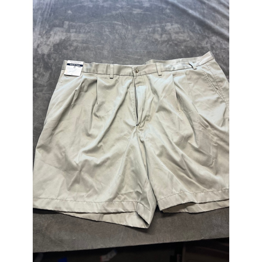 NWT Roundtree & Yorke Men's Classic Fit Pleated Soft Touch Khaki Shorts BIG 48